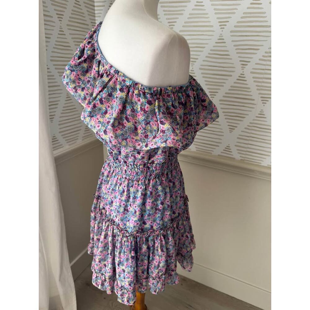Buddy Love Women’s Small Sofia One-shoulder Floral Print Ruffle Mini Dress - Picture 7 of 9